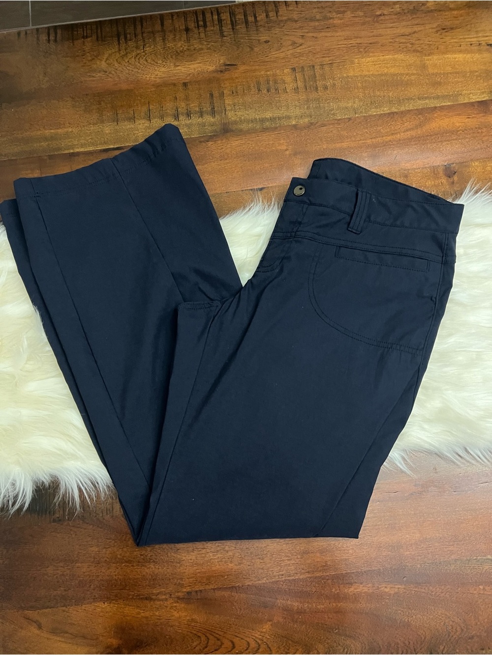 Athleta Dipper II Navy Wide Leg Travel Pants Stretch Utility Hiking Pants